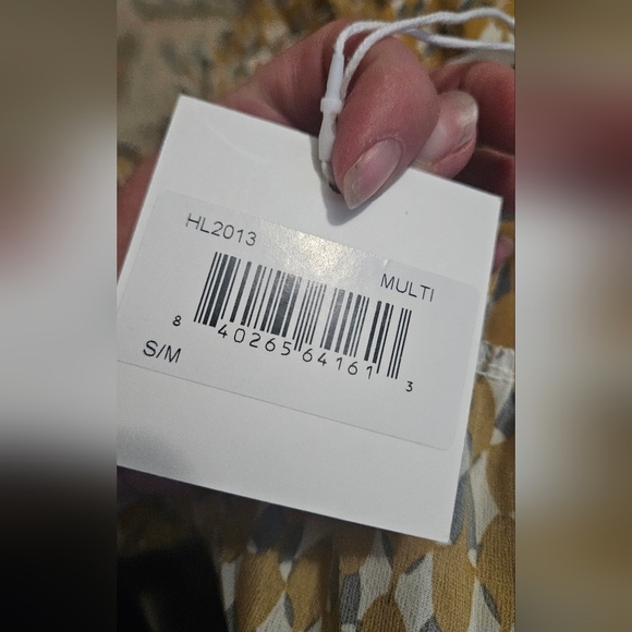 HL AFFAIR Mod Printed Wrap Maxi Long Sleeve Dress In Mustard/white/grey. S/M NWT - Picture 4 of 16